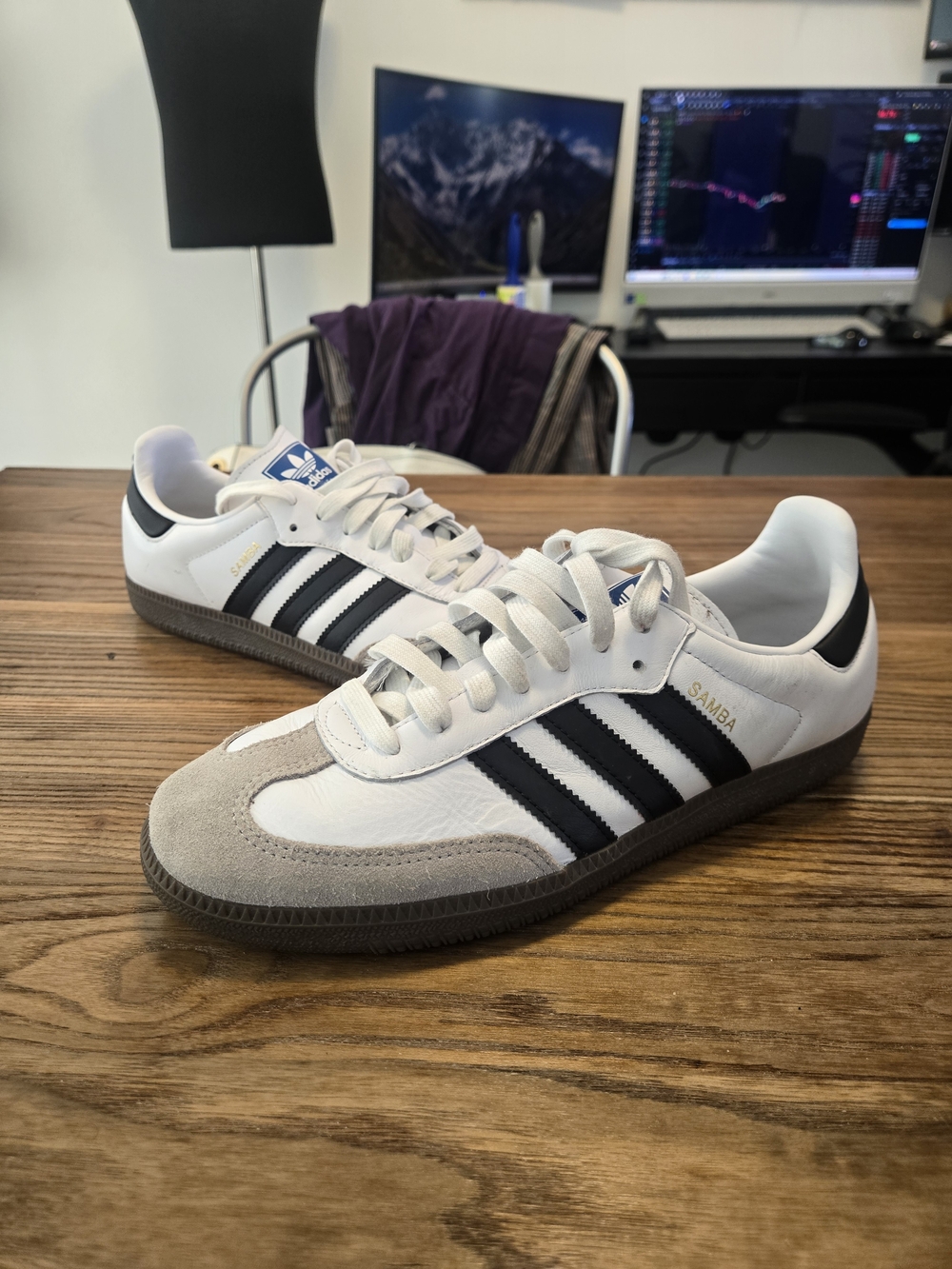 Adidas Samba Classic Sneakers - White with Black Stripes - Picture 2 of 10